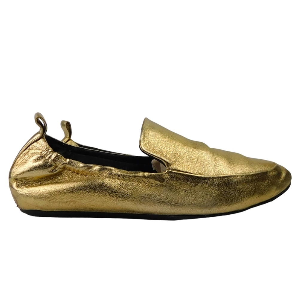 Lanvin Quiet Luxury Gold Leather Loafers Women's Size 37